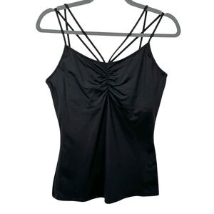 Boston Proper Black Ruched Strappy Camisole – Size S Stretch Nylon Blend